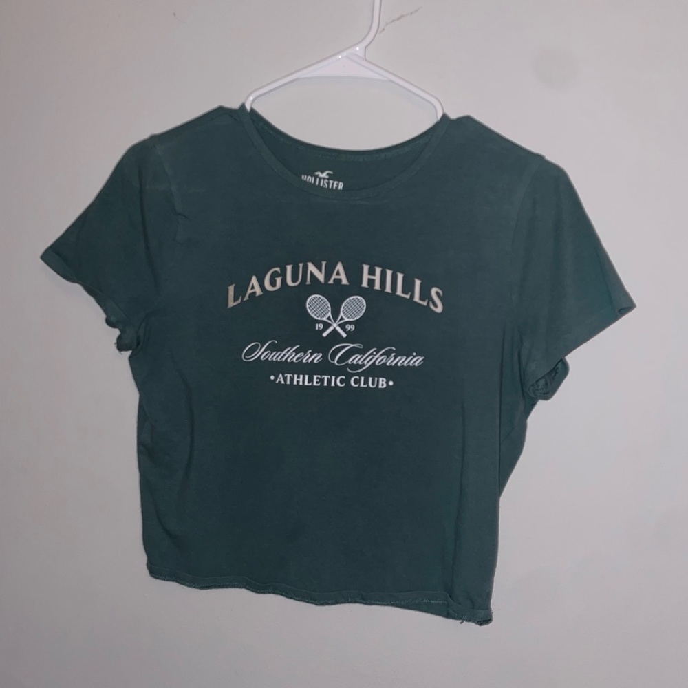 Hollister green top with athletic club design size L